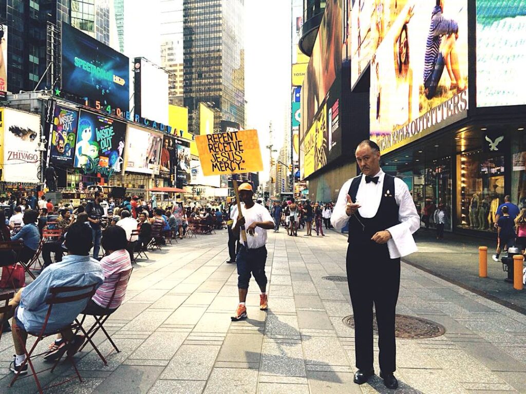 Waiter at time square NYC